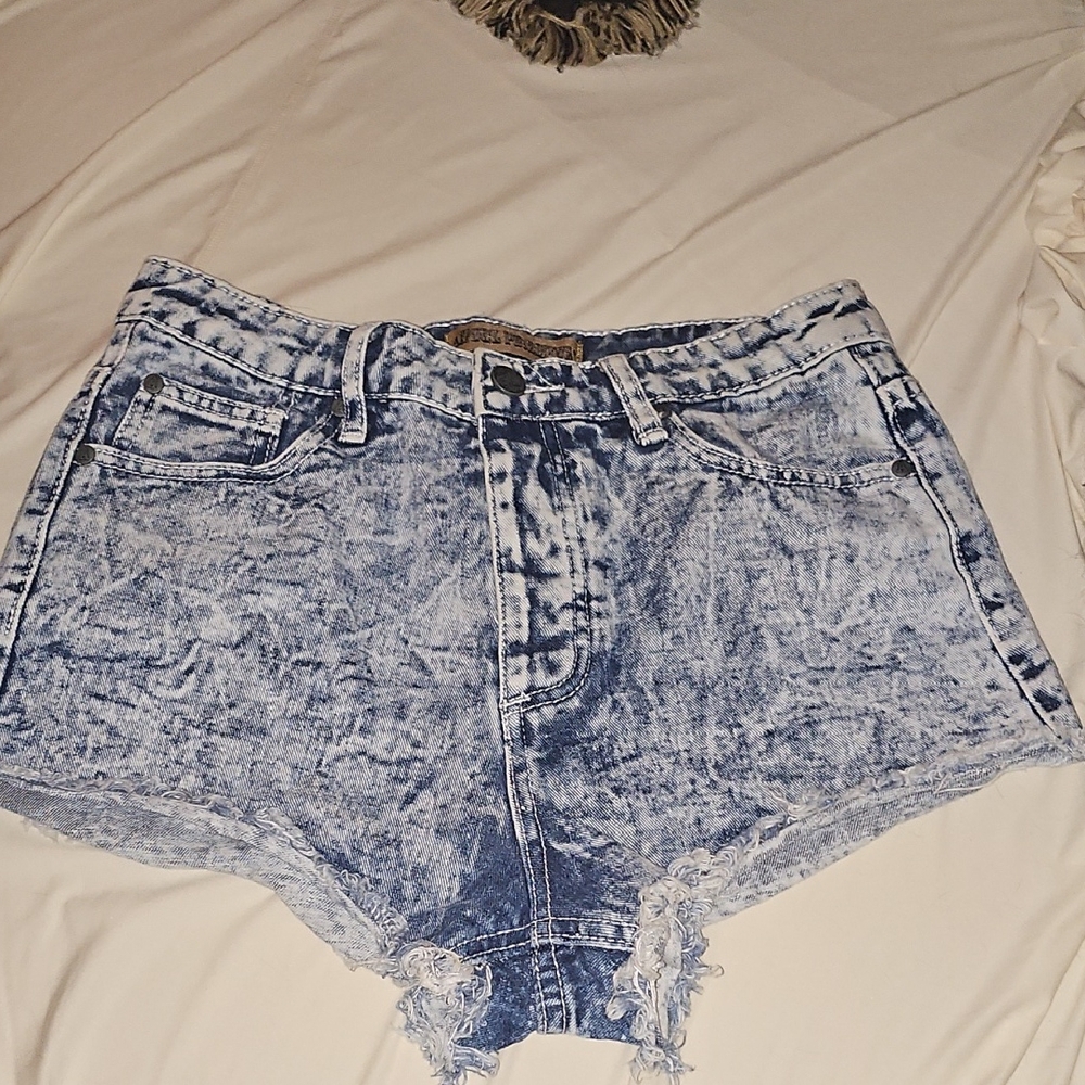 High-Waisted Vintage Blue Distressed Jean Shorts